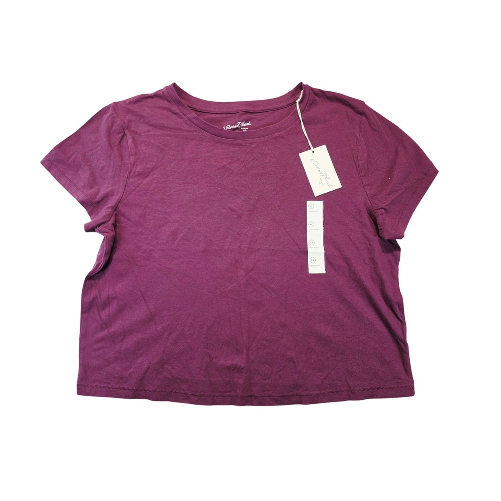 Universal Thread Womens XL Plum Purple Cotton Cropped Short Sleeve T-Shirt NWT